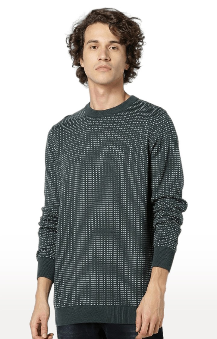 celio | Men's Green Printed Sweatshirts