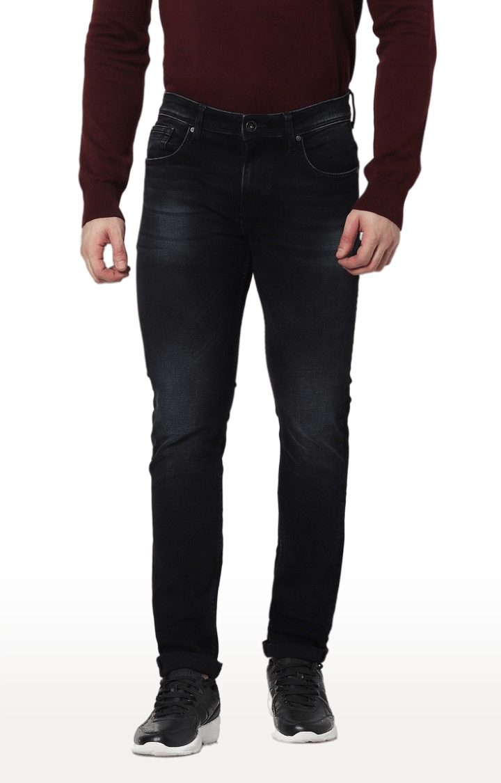 celio | Men's Black Cotton Blend Solid Slim Jeans