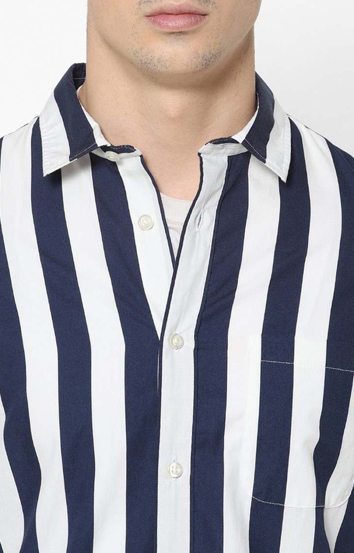 Men's Blue Striped Casual Shirts