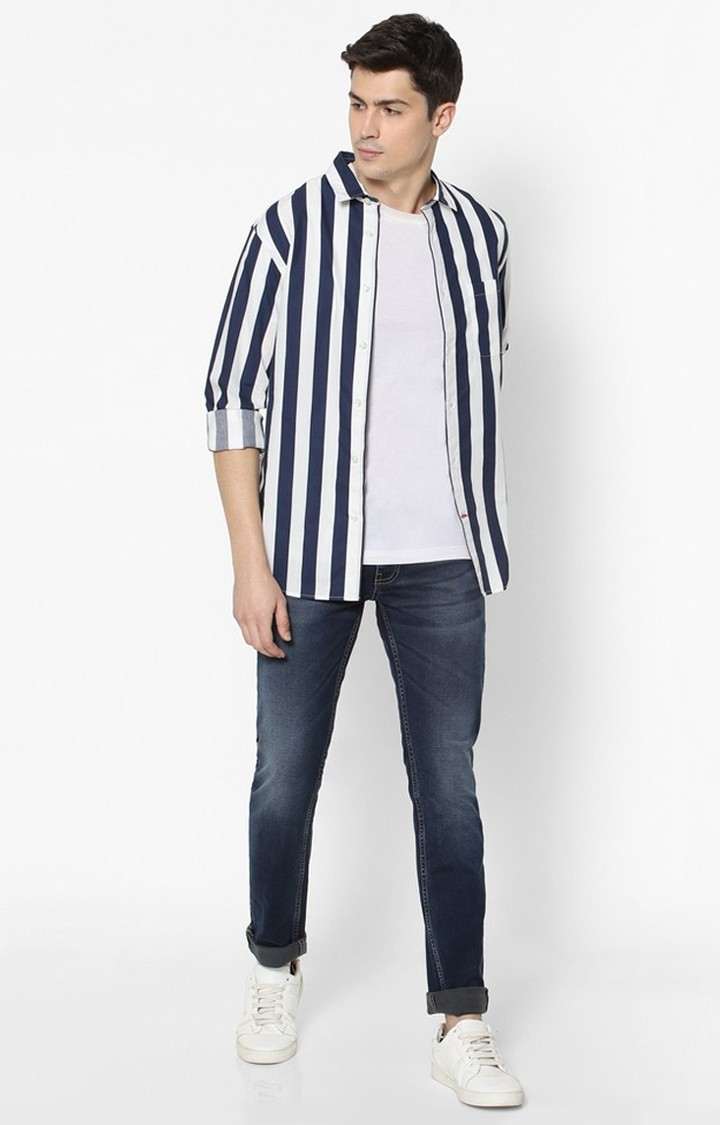 Men's Blue Striped Casual Shirts