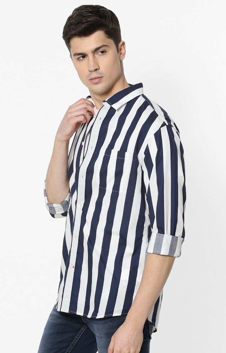 Men's Blue Striped Casual Shirts