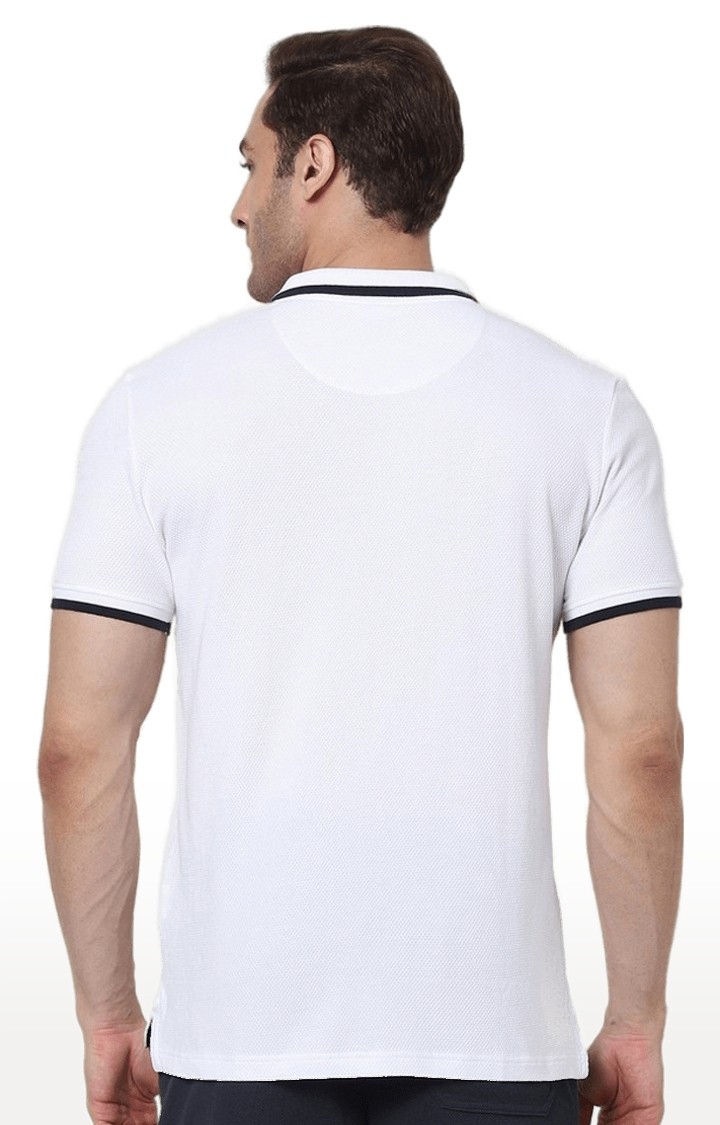 Men's White Solid Polos