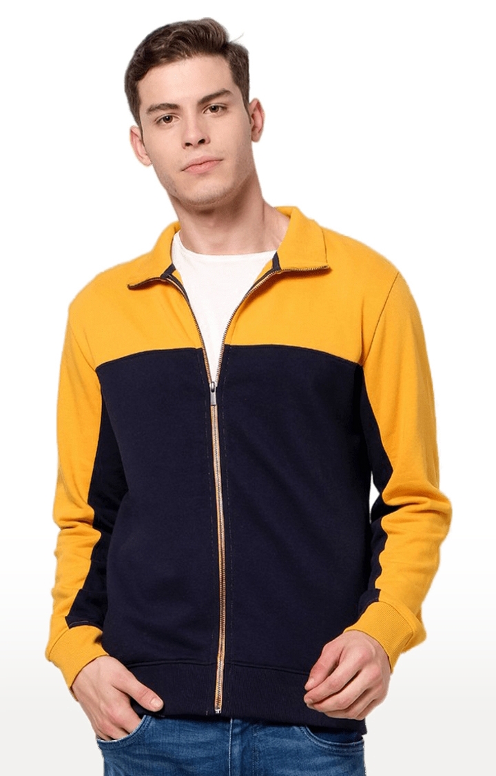 celio | Men's Yellow Colourblock Sweatshirts
