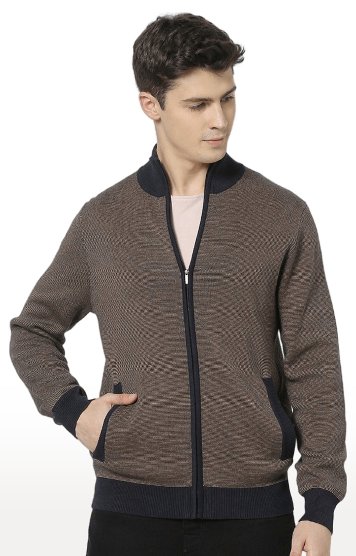 celio | Men's Brown Solid Sweatshirts 0