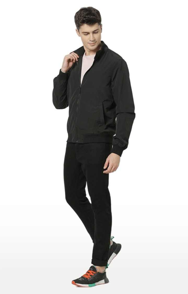 Men's Black Solid Windcheater