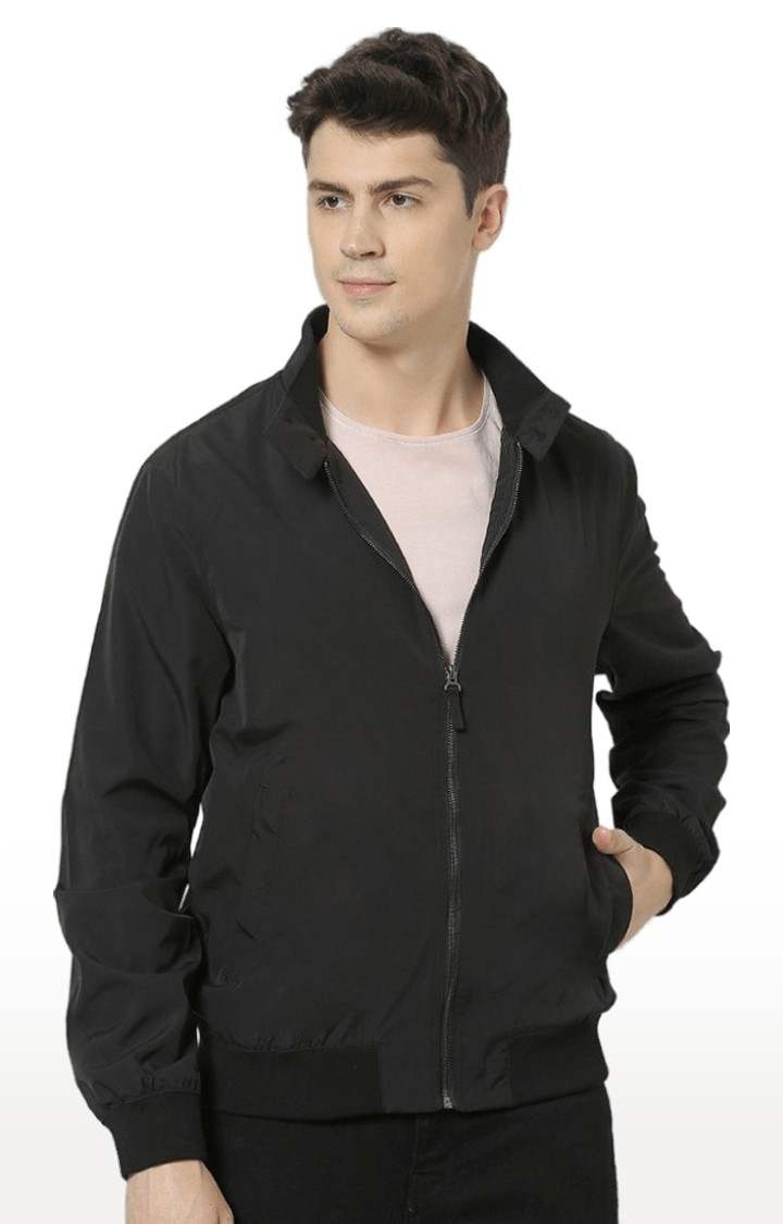 Men's Black Solid Windcheater