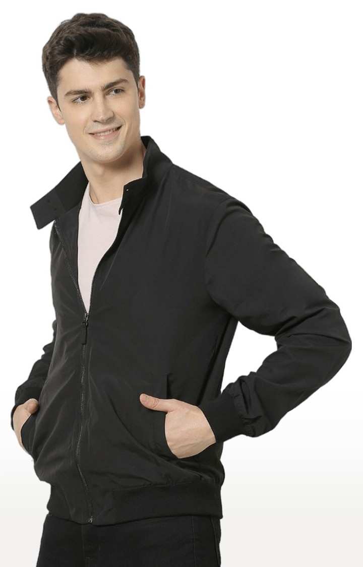 Men's Black Solid Windcheater