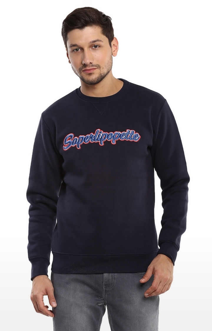 celio | Men's Blue Typographic Sweatshirts