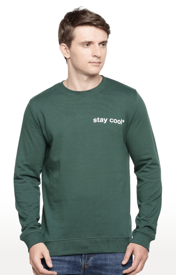celio | Men's Green Solid Sweatshirts