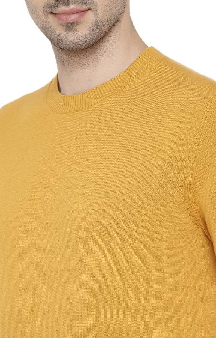 Men's Yellow Solid Sweaters