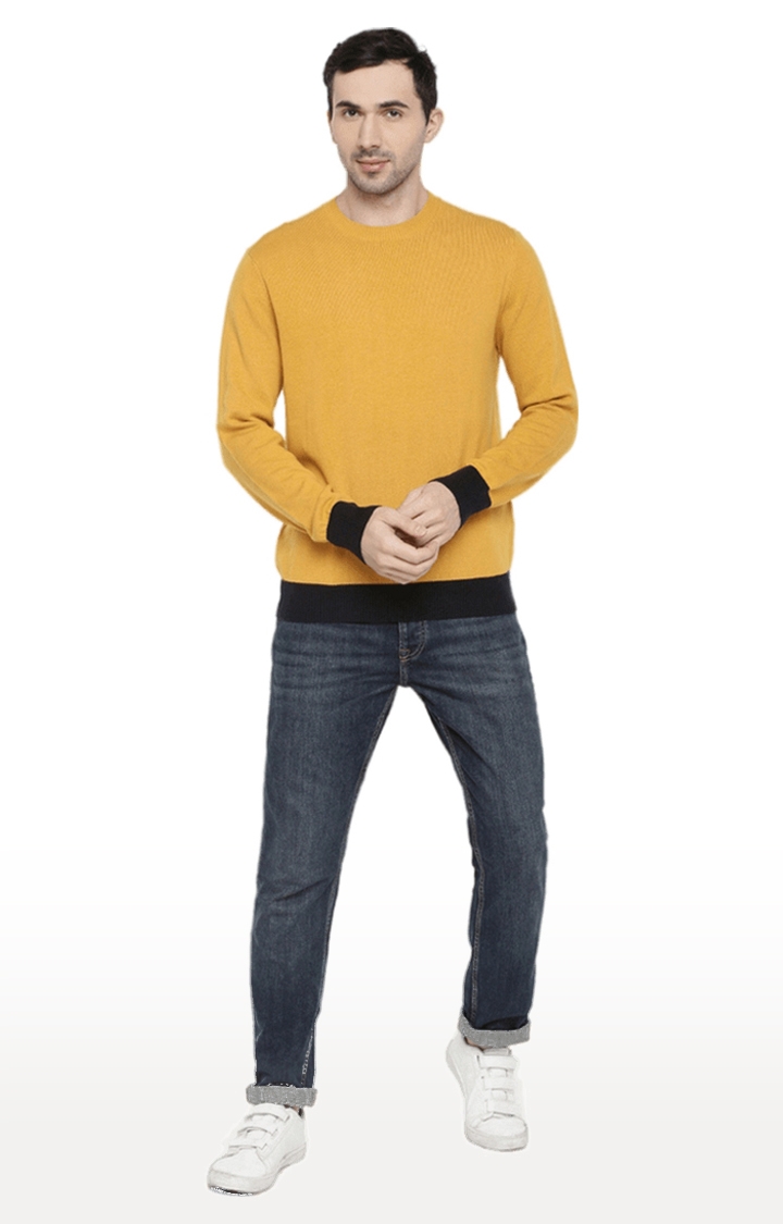 celio | Men's Yellow Solid Sweaters 1