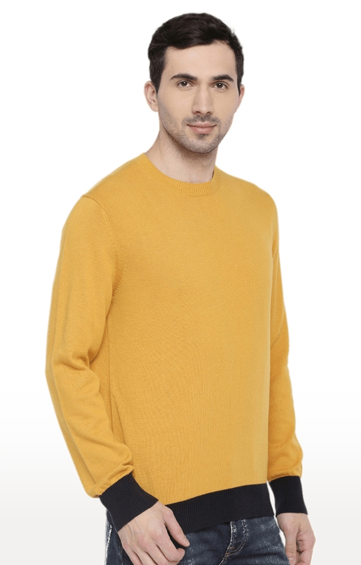 celio | Men's Yellow Solid Sweaters 3
