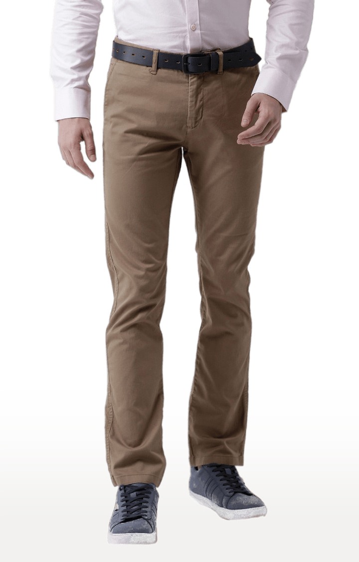 celio | Men's Beige Cotton Blend Solid Chinos 0