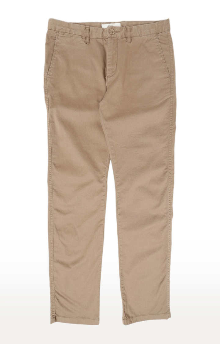 celio | Men's Beige Cotton Blend Solid Chinos 5