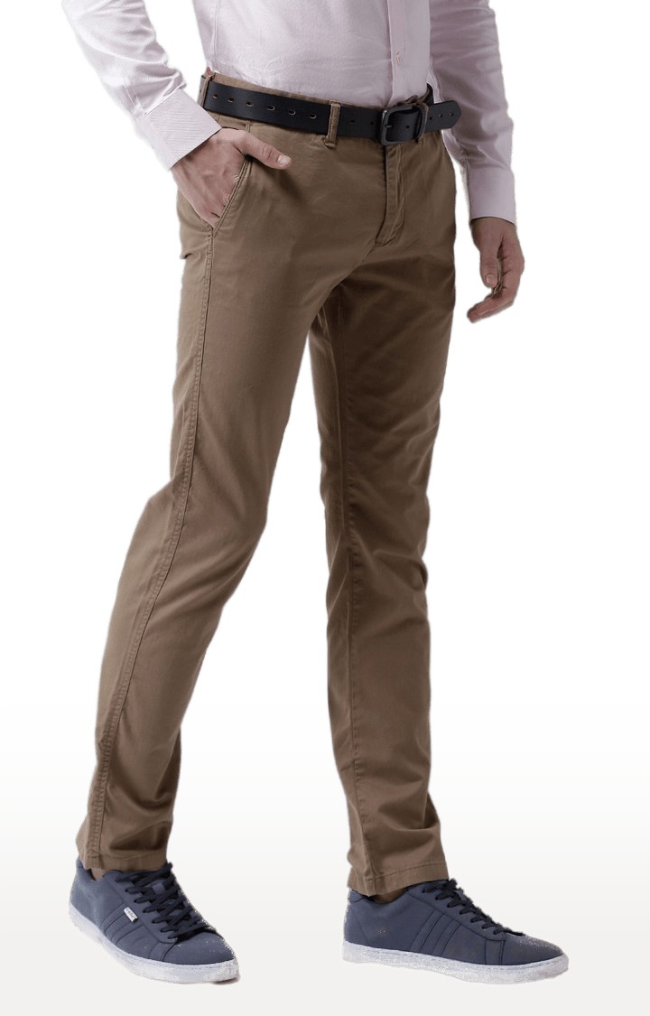 celio | Men's Beige Cotton Blend Solid Chinos 2