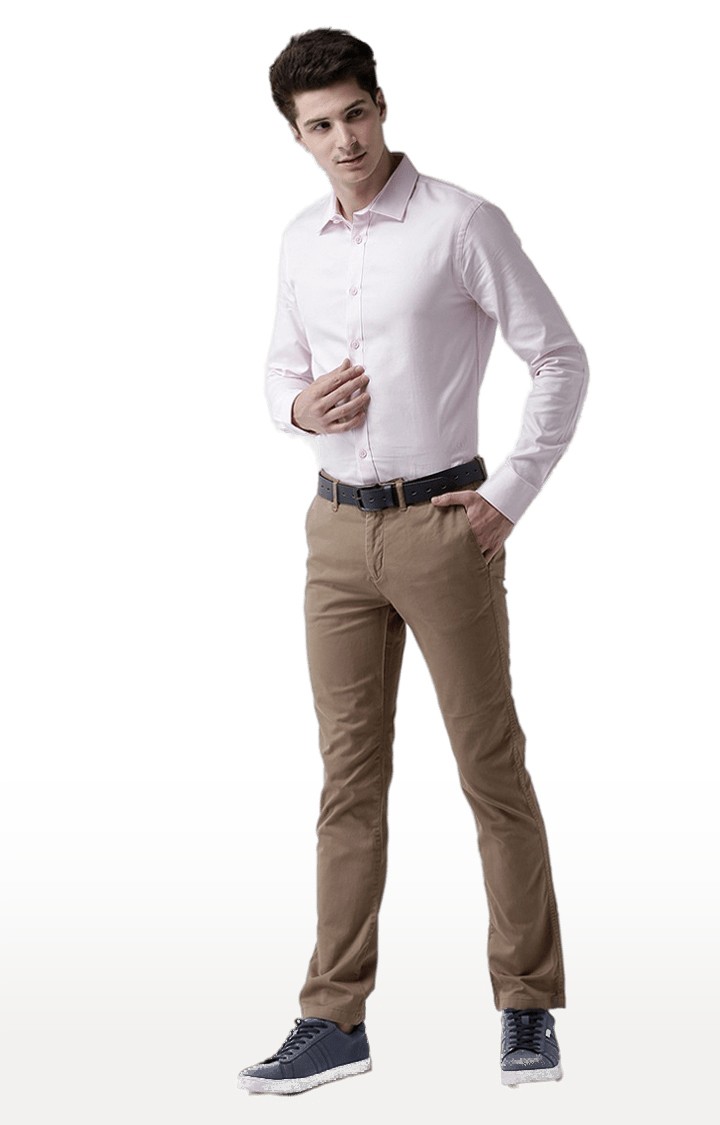 celio | Men's Beige Cotton Blend Solid Chinos 1