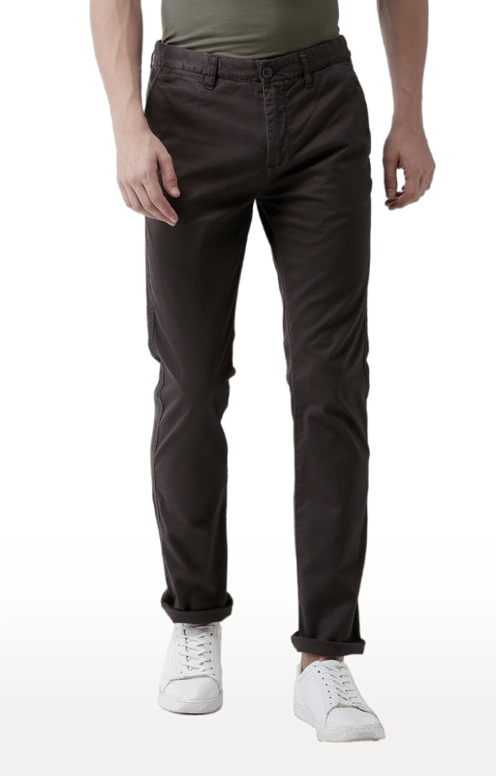 celio | Men's Grey Cotton Blend Solid Chinos