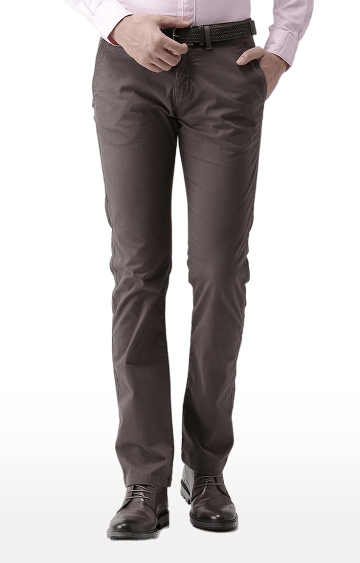 celio | Men's Grey Cotton Blend Solid Chinos