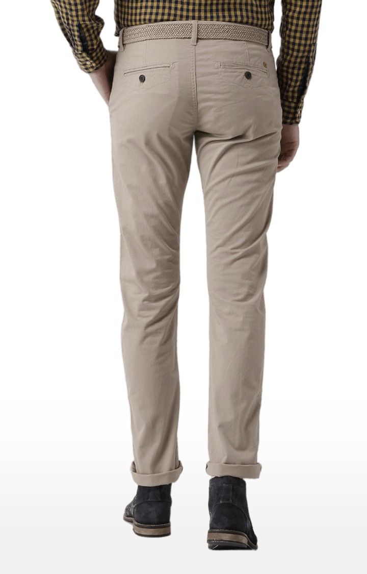 celio | Men's Beige Cotton Blend Solid Chinos 3