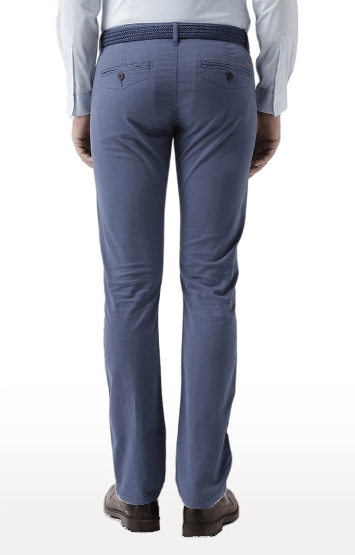 celio | Men's Blue Cotton Blend Solid Chinos 3