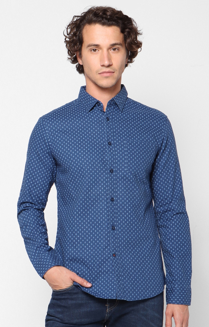celio | Men's Blue Printed Casual Shirts