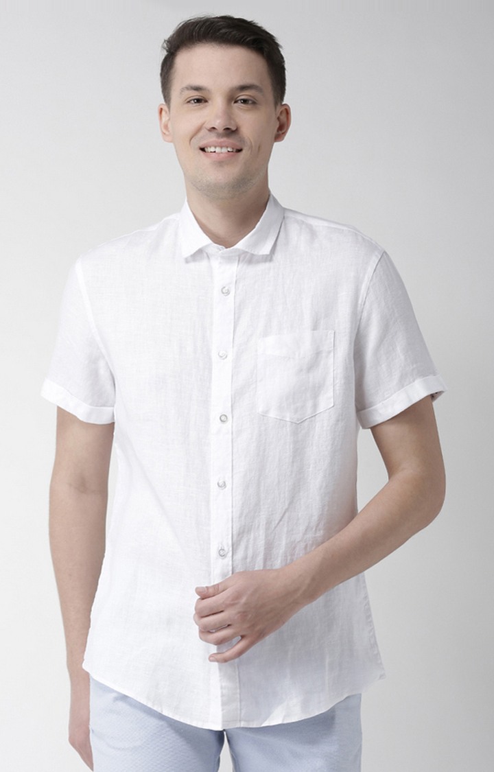Men's Casual White Solid T-Shirt main image 1