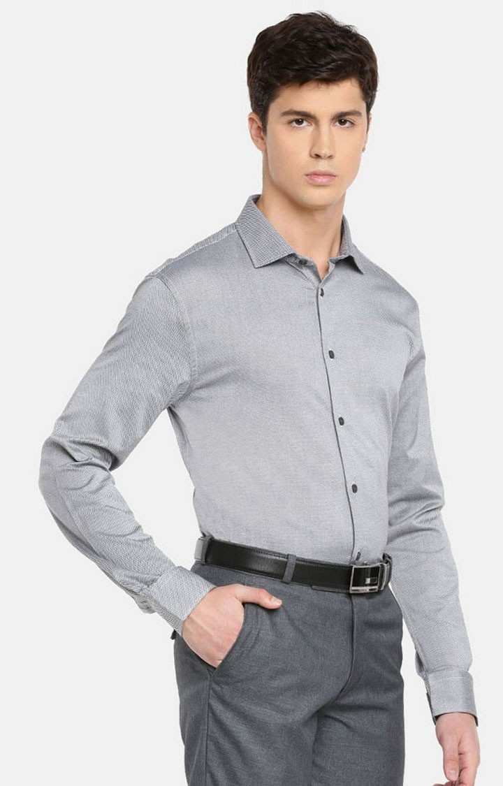 Men's Grey Solid Formal Shirts