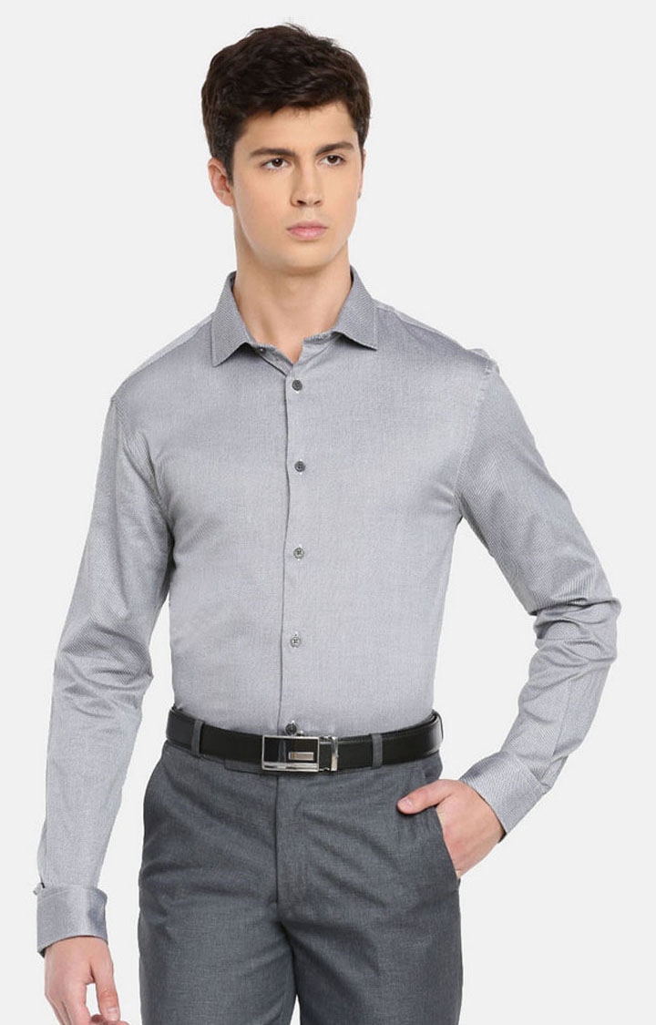 Men's Grey Solid Formal Shirts
