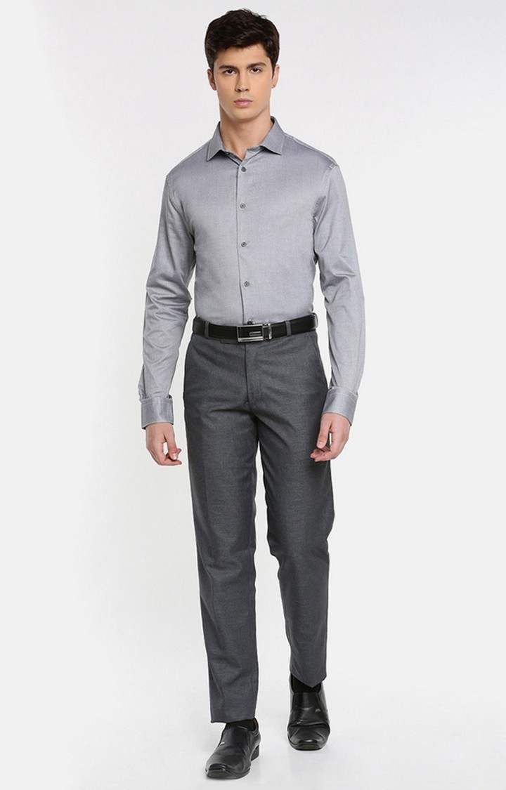 Men's Grey Solid Formal Shirts