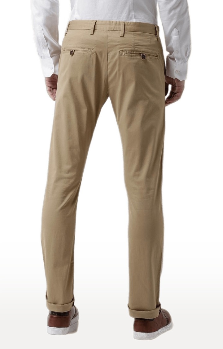 celio | Men's Beige Cotton Blend Solid Chinos 4