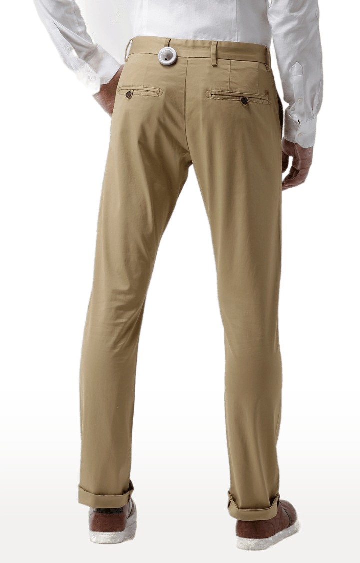 celio | Men's Beige Cotton Blend Solid Chinos 3