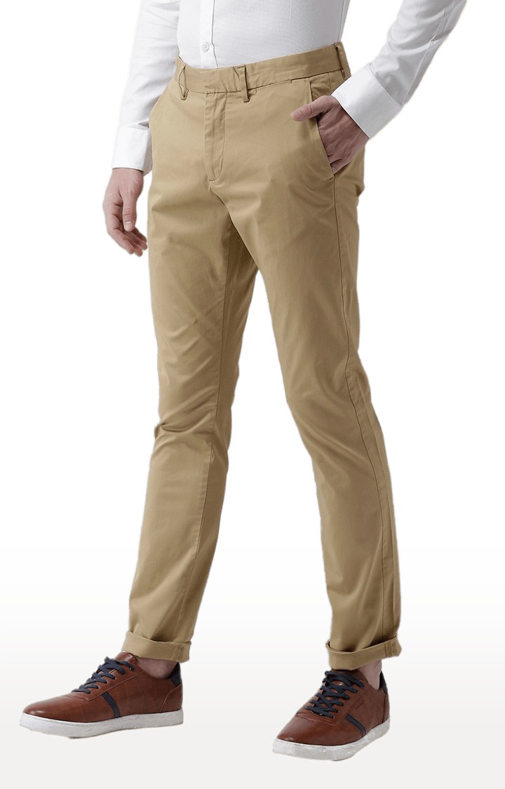 celio | Men's Beige Cotton Blend Solid Chinos 2