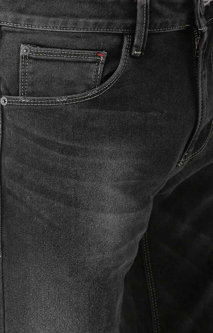 Men's Grey Cotton Blend Solid Straight Jeans
