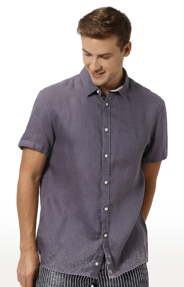 Men's Grey Solid Casual Shirts