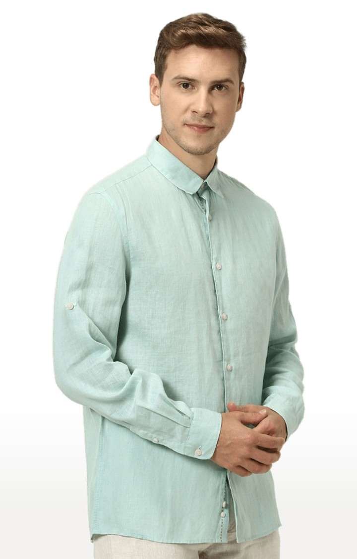 Men's Green Solid Formal Shirts