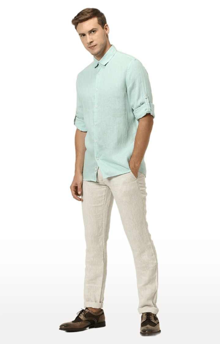 Men's Green Solid Formal Shirts