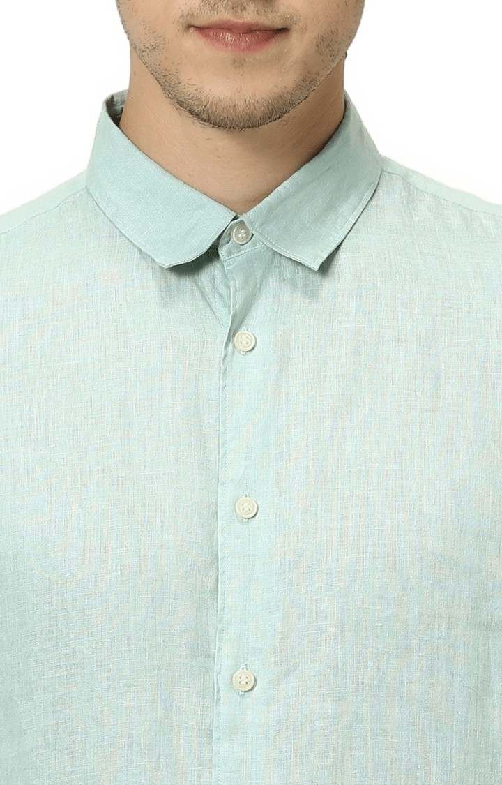 Men's Green Solid Formal Shirts