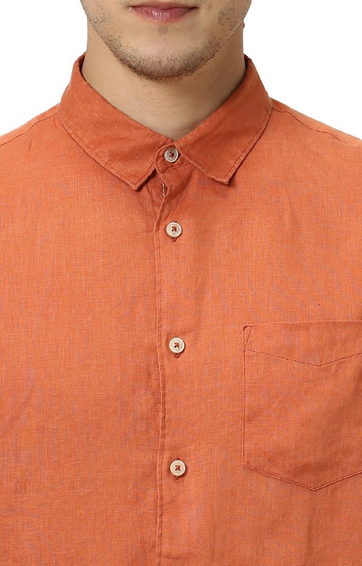 celio | Men's Orange Solid Casual Shirts 4
