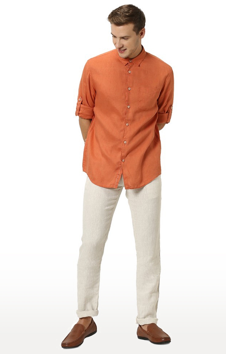 celio | Men's Orange Solid Casual Shirts 1