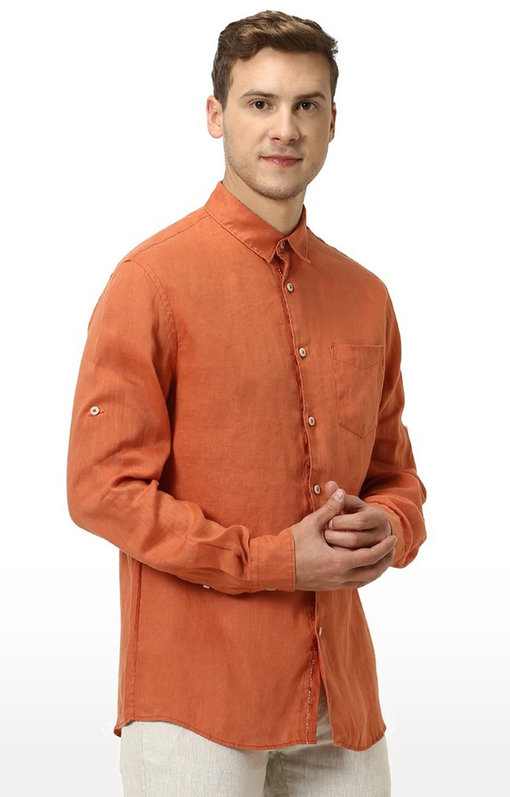celio | Men's Orange Solid Casual Shirts 2