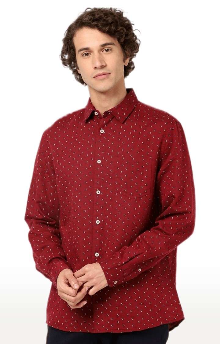 Men's Red Printed Casual Shirts