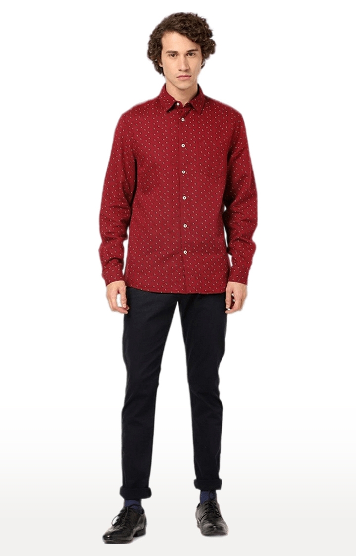 Men's Red Printed Casual Shirts