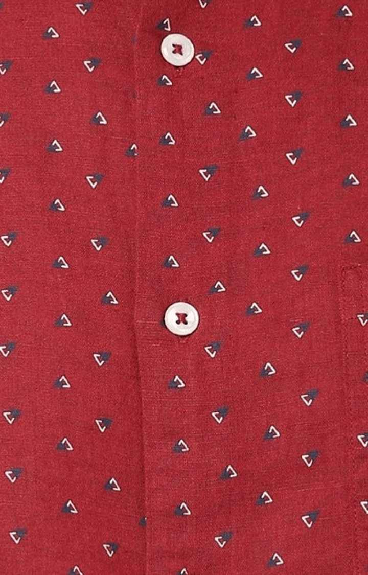 Men's Red Printed Casual Shirts