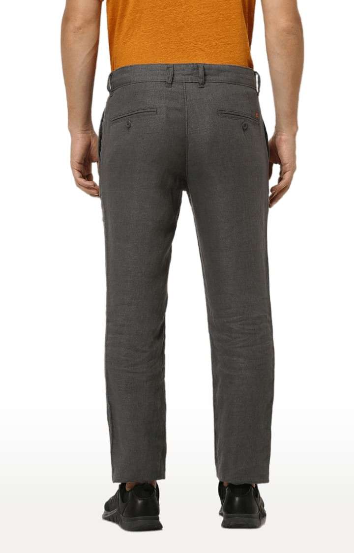 Men's Grey Linen Solid Chinos