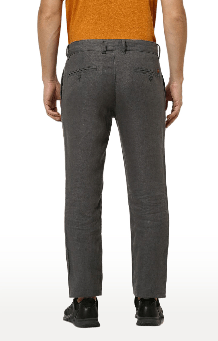 celio | Men's Grey Linen Solid Chinos 3