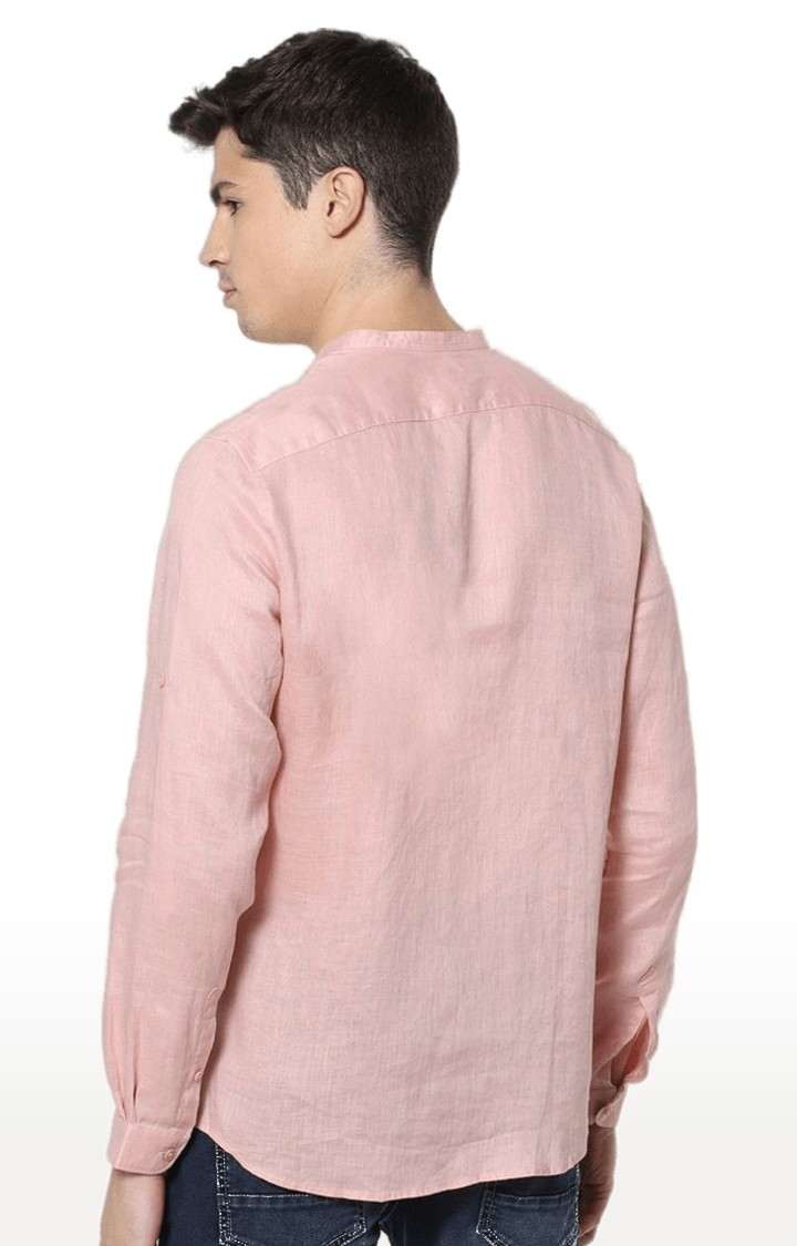 Men's Pink Solid Casual Shirts