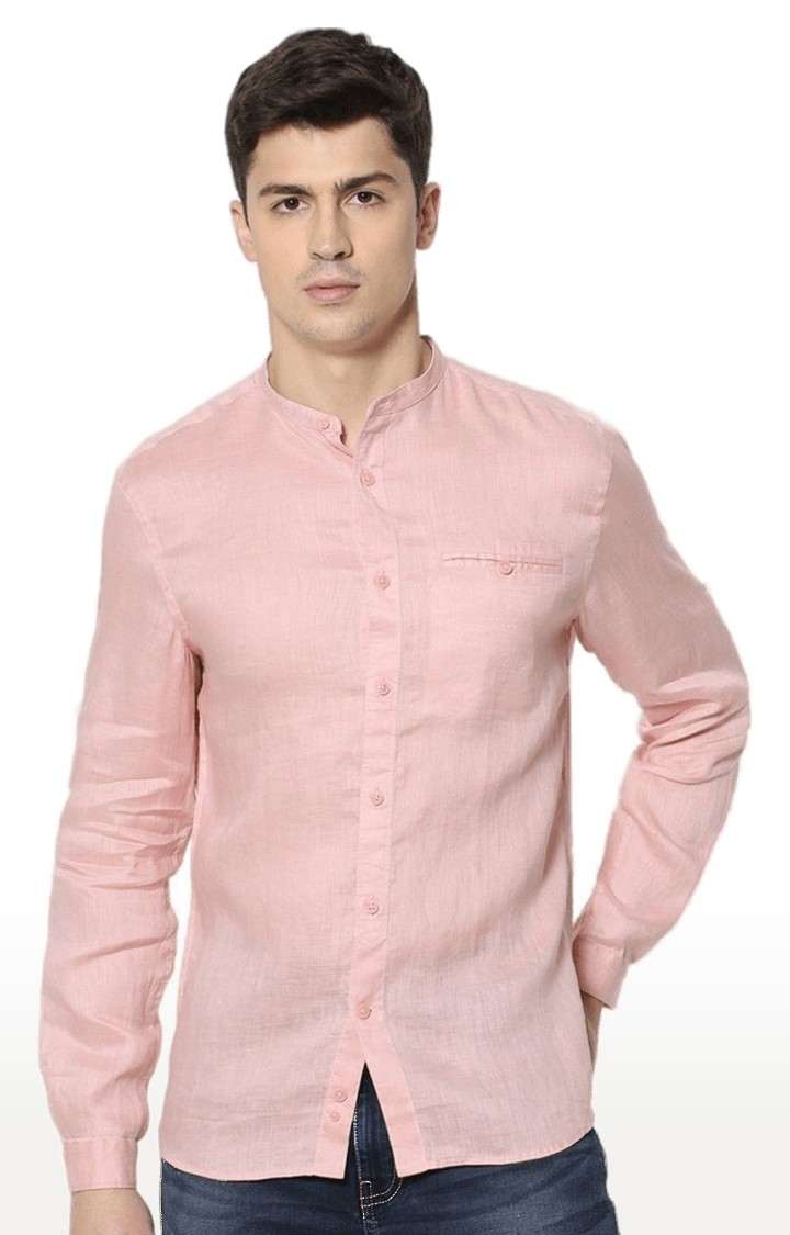 Men's Pink Solid Casual Shirts