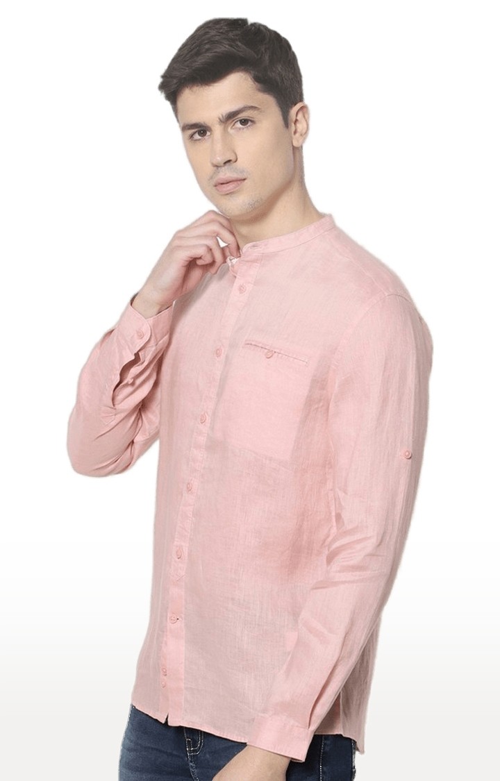 Men's Pink Solid Casual Shirts