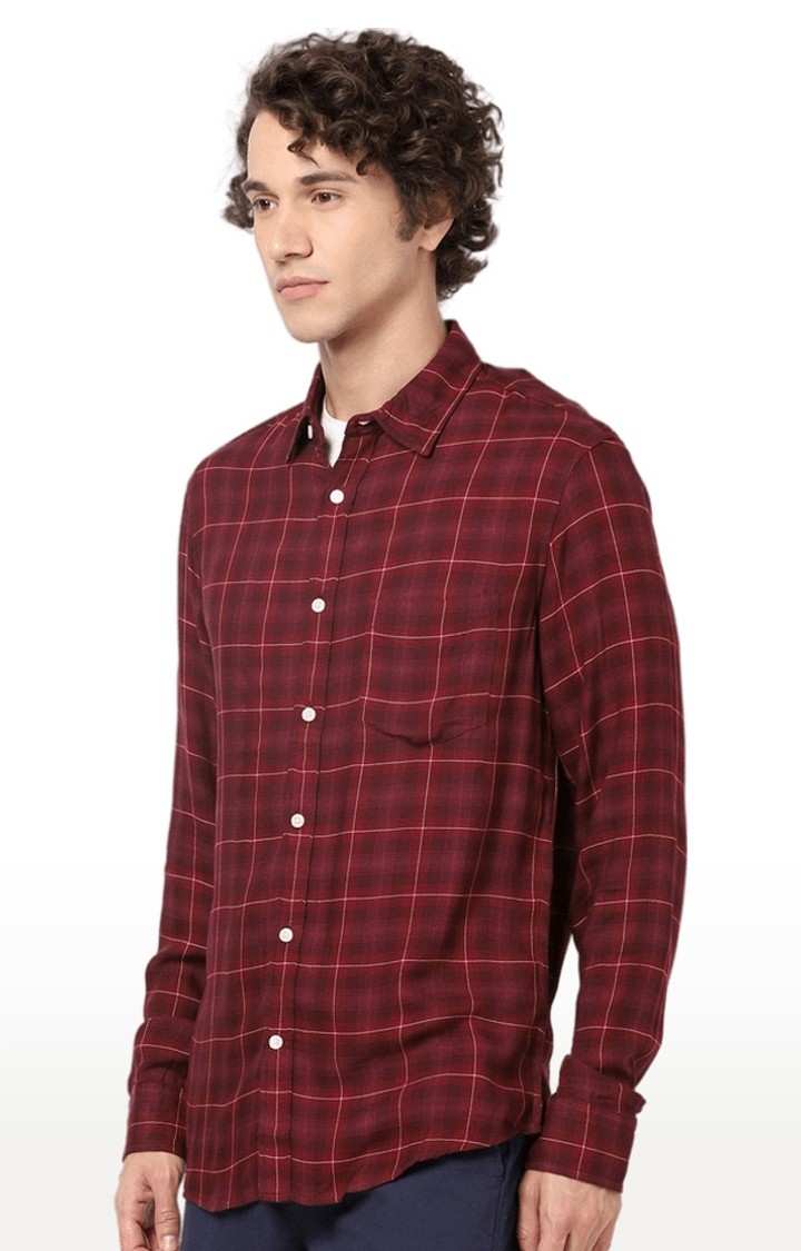 Men's Red Checked Casual Shirts