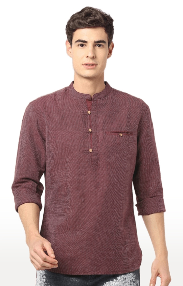 celio | Men's Red Textured Casual Shirts